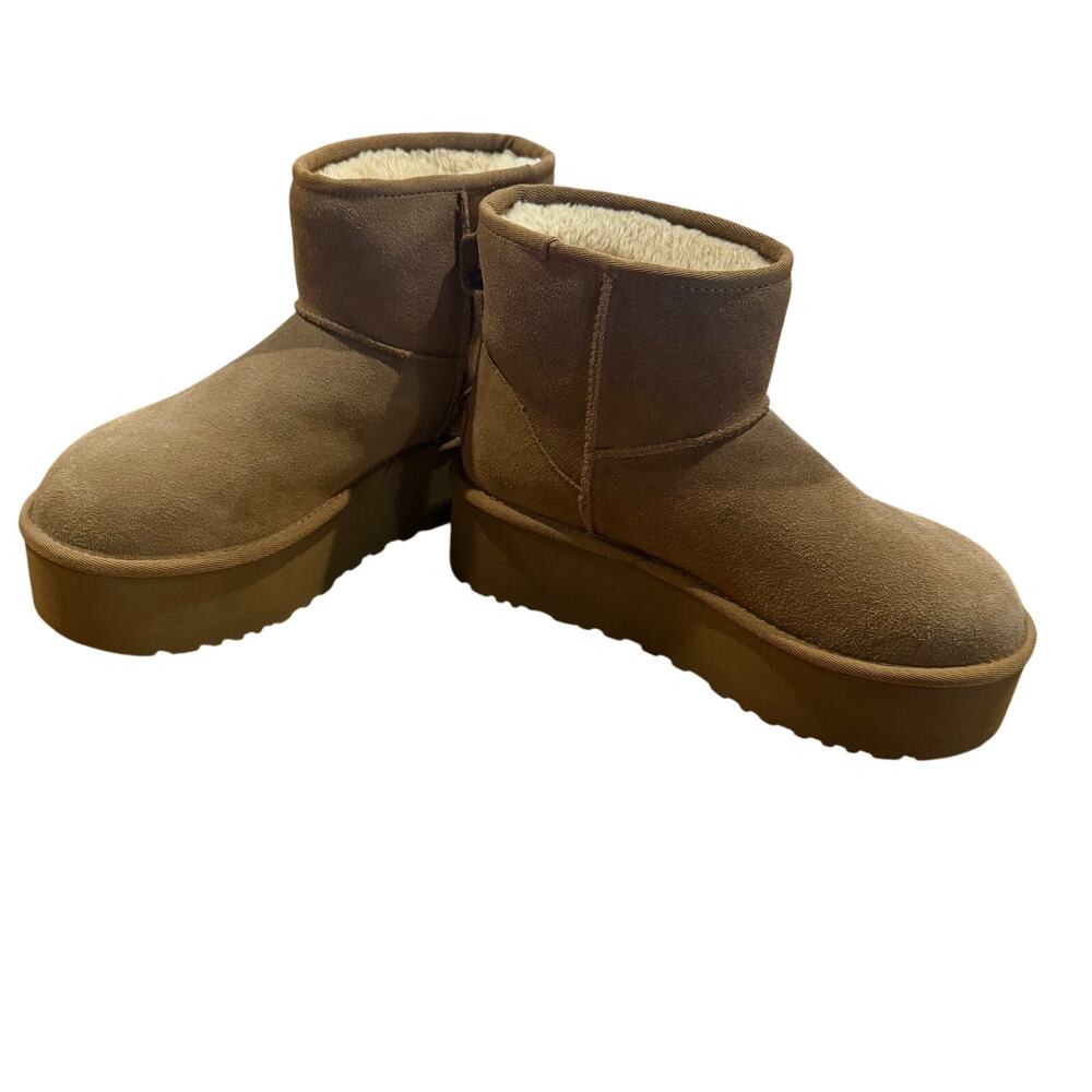 UGG Classic Mini Platform Boots Chestnut Suede Shearling 1134991 Womens 8 Lined